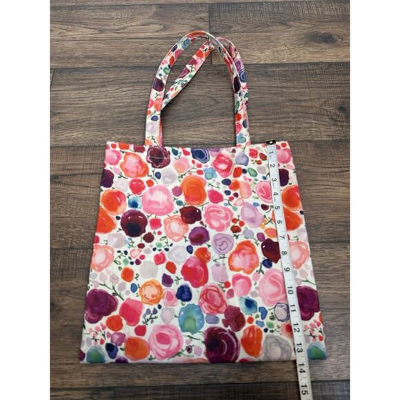 Kate Spade Canvas Tote Bag Floral Pink Vibrant Colors Interior Pocket - Picture 6 of 6